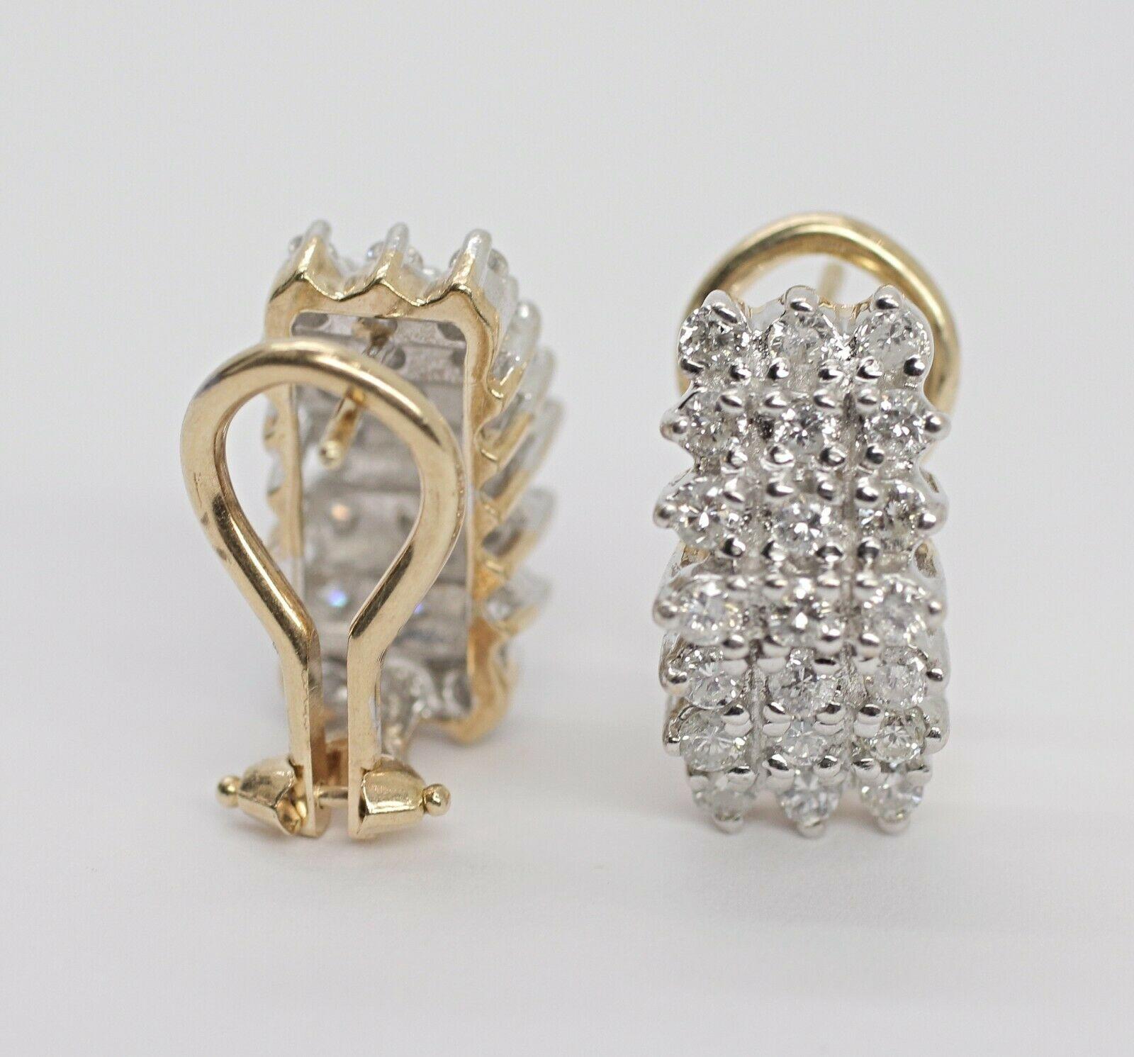 Contemporary 14 Karat Yellow Gold Diamond Cluster Earrrings For Sale