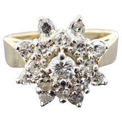 14K Yellow Gold Diamond Cluster Engagement Ring – 0.46ct Total Weight