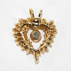 14K Yellow Gold Diamond Cluster Heart Pendant 1.40ct