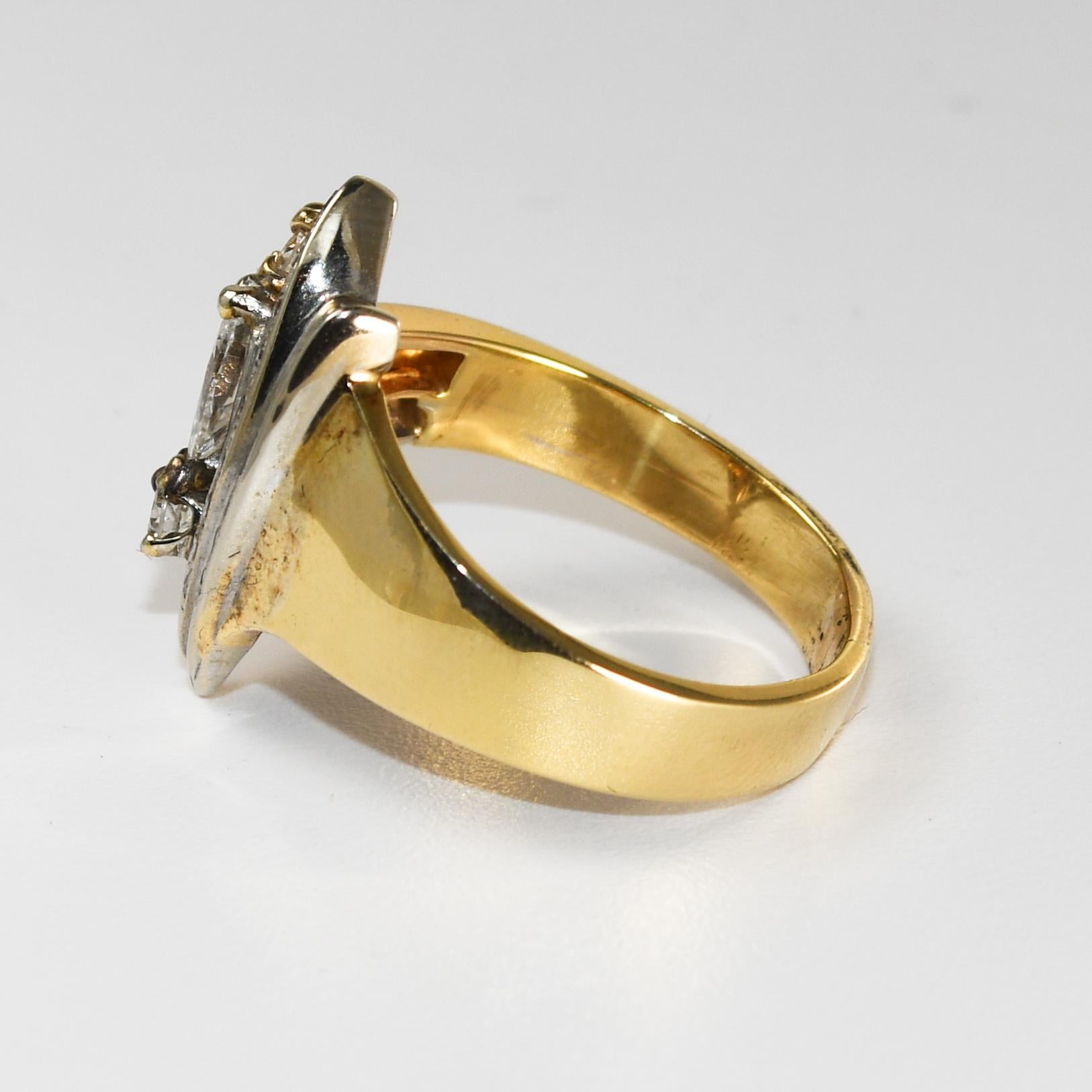 Women's or Men's 14K Yellow Gold Diamond Cluster Ring 0.73ct For Sale