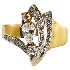 14K Yellow Gold Diamond Cluster Ring 0.73ct
