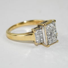 14K Yellow Gold Diamond Cluster Ring 1.00ct