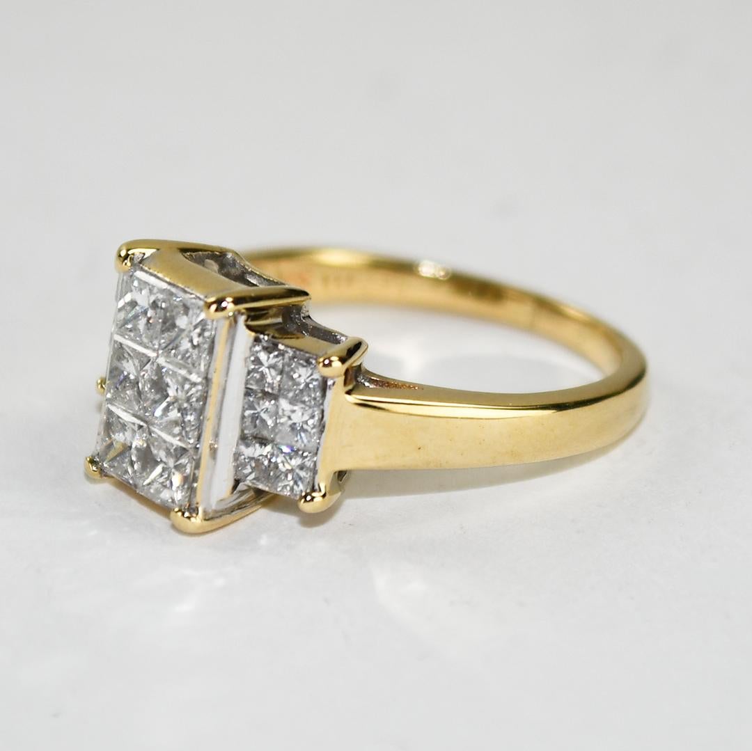 14K Yellow Gold Diamond Cluster Ring 1.00ct für Damen oder Herren im Angebot