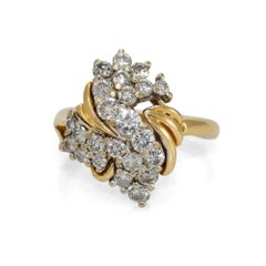 14K Yellow Gold Diamond Cluster Ring 1.00ct