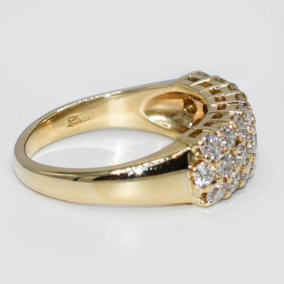 Brilliant Cut 14K Yellow Gold Diamond Cluster Ring, 1.35tdw, 5.7g For Sale