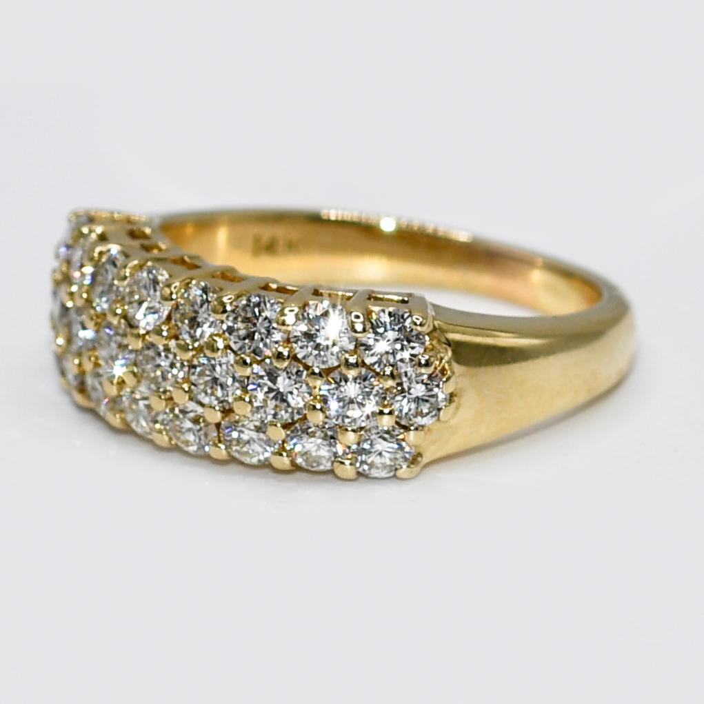 14K Yellow Gold Diamond Cluster Ring, 1.35tdw, 5.7g For Sale 1