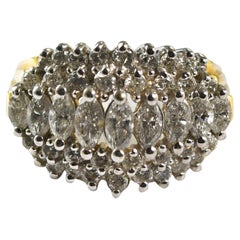 14K Yellow Gold Diamond Cluster Ring 1.50ct
