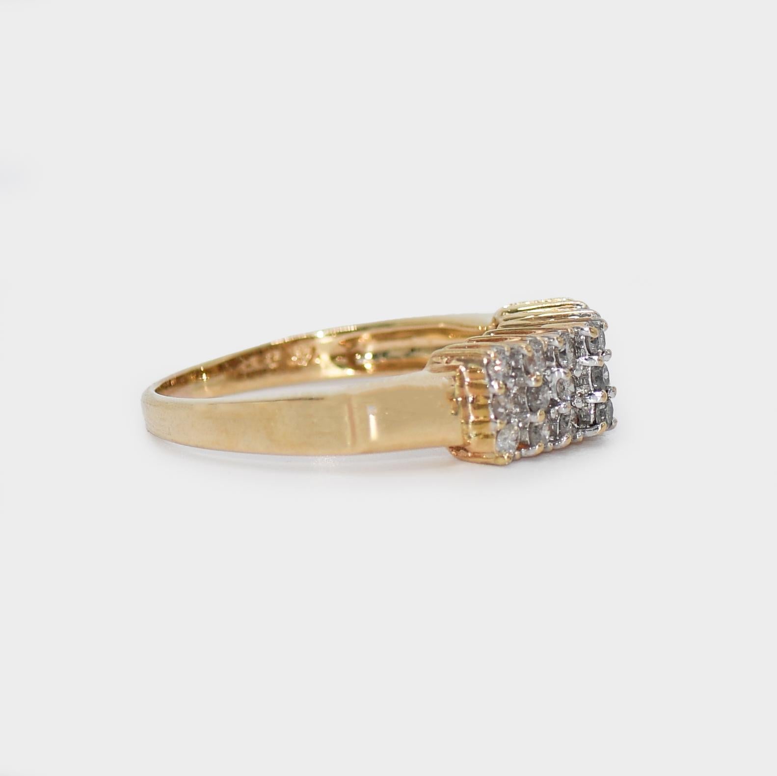 Brilliant Cut 14k Yellow Gold Diamond Cluster Ring .35tdw, 4.4gr For Sale