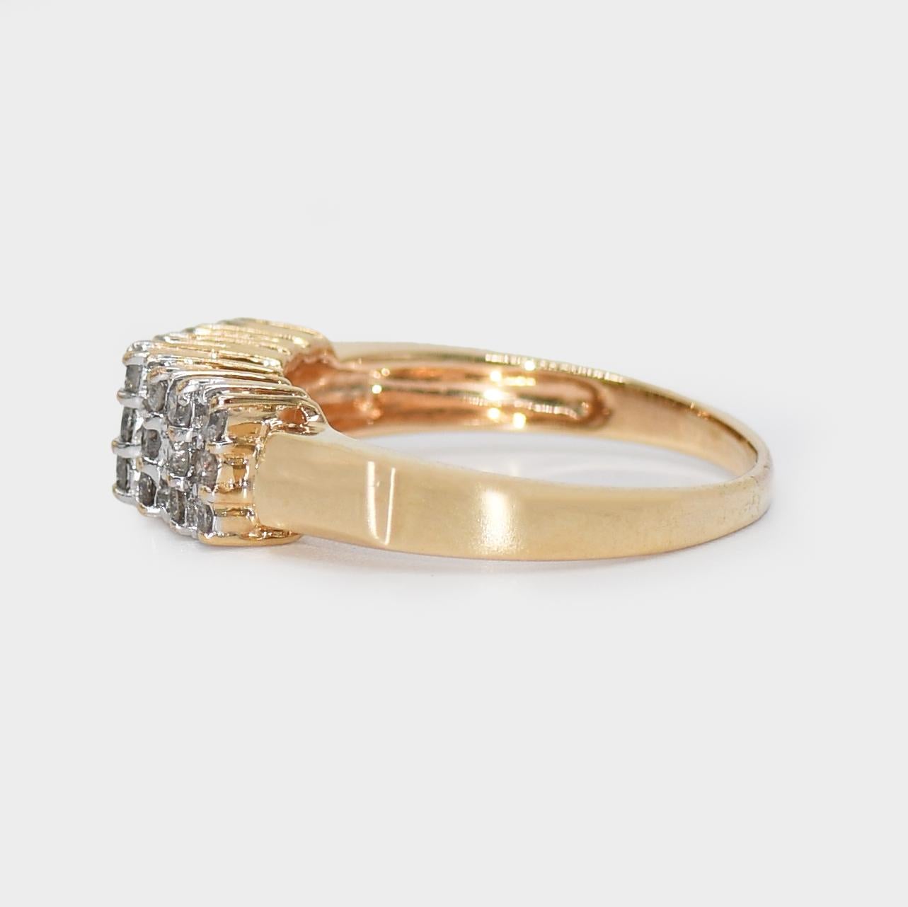 Women's or Men's 14k Yellow Gold Diamond Cluster Ring .35tdw, 4.4gr For Sale