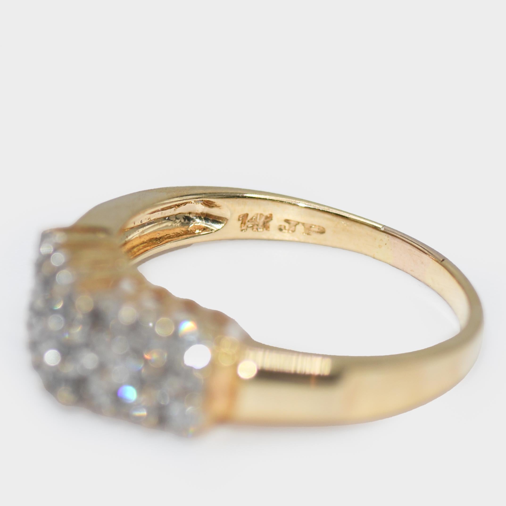 14k Yellow Gold Diamond Cluster Ring .35tdw, 4.4gr For Sale 2