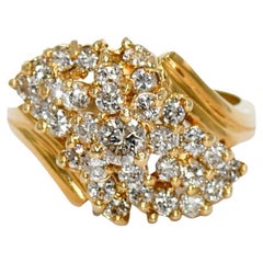 Vintage 14k Yellow Gold Diamond Cluster Ring, 5.6gr, 1.00tdw