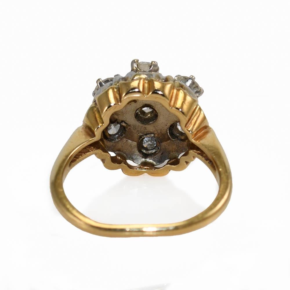Women's 14k Yellow Gold Diamond Cluster Ring, 5.7gr For Sale