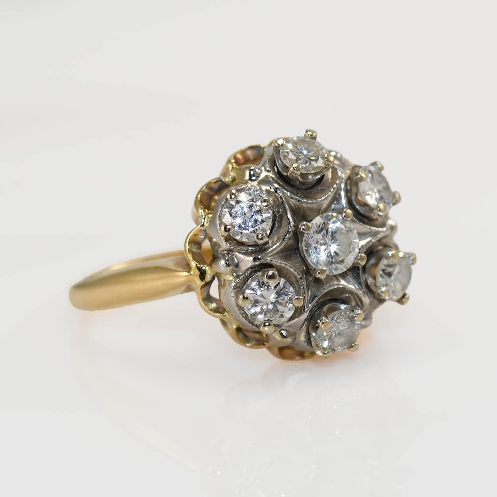 14k Yellow Gold Diamond Cluster Ring, 5.7gr For Sale 3