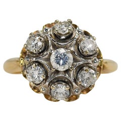 14k Yellow Gold Diamond Cluster Ring, 5.7gr