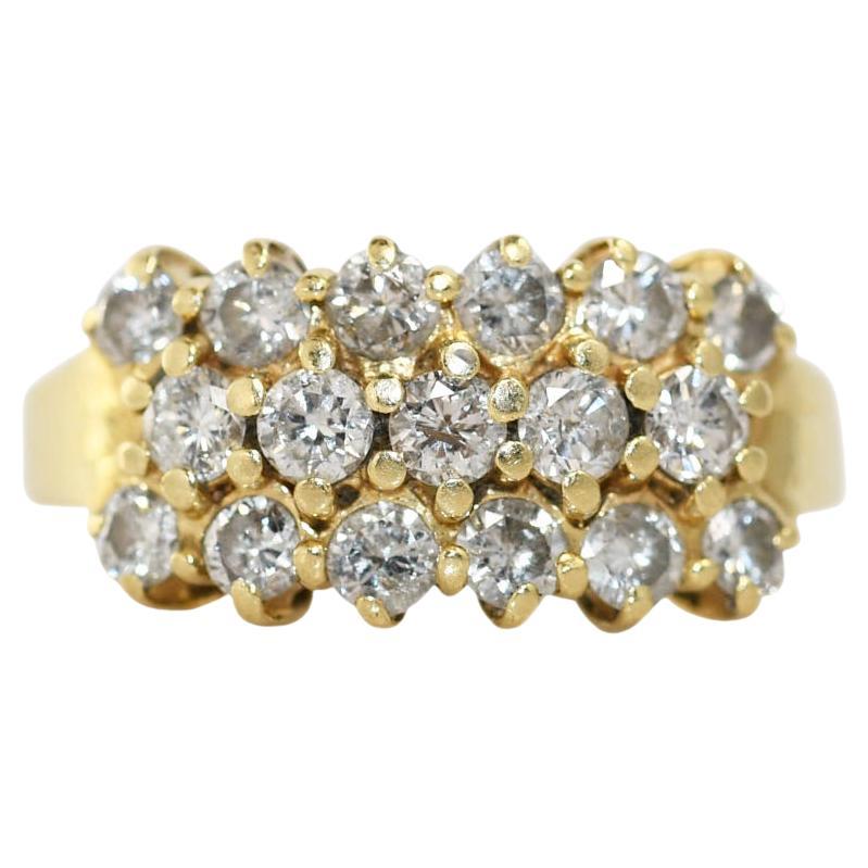 14K Yellow Gold Diamond Cluster Ring .70tdw 3.8gr For Sale