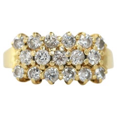 14K Gelbgold Diamant-Cluster-Ring .70tdw 3.8gr