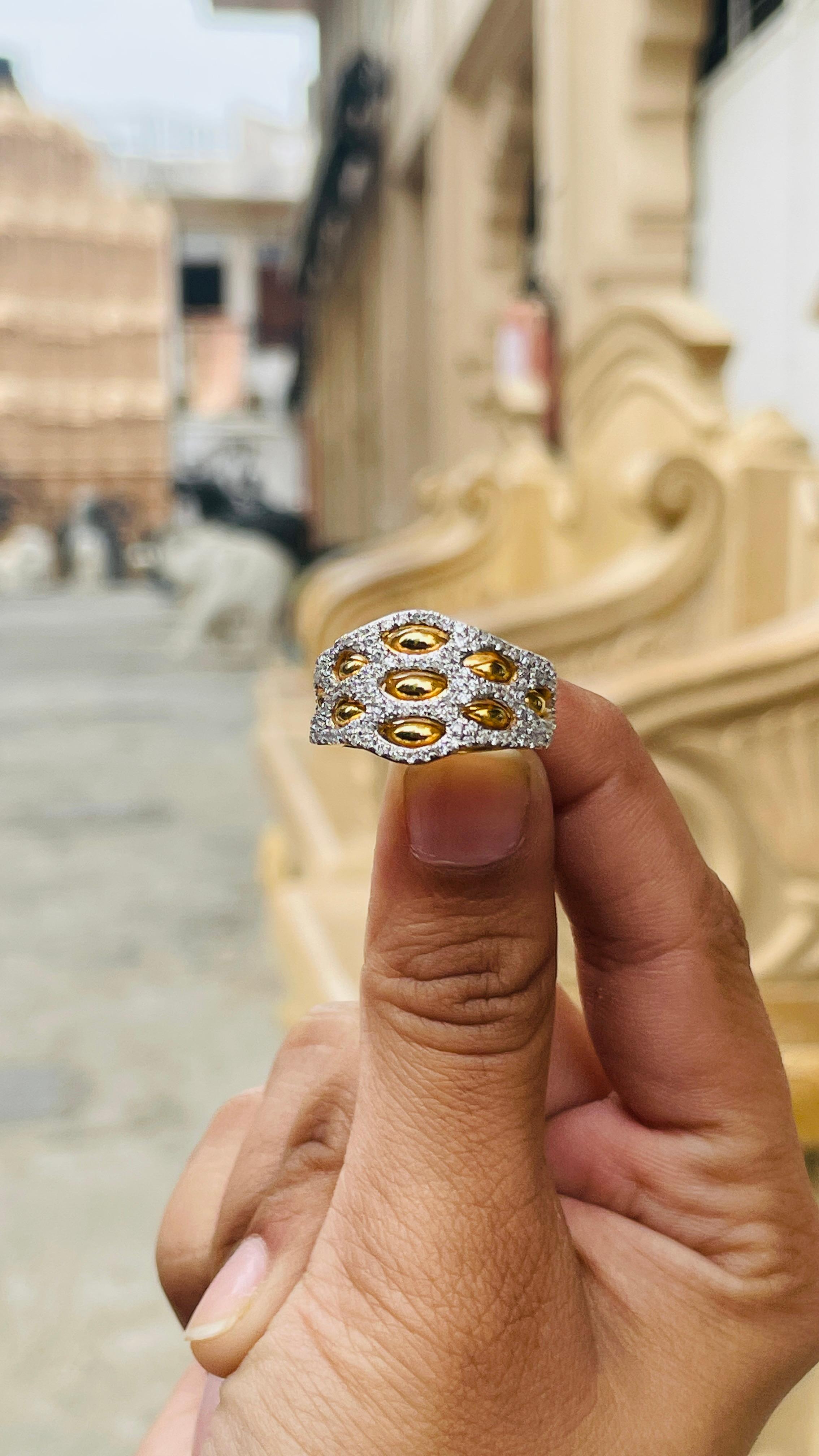 For Sale:  14K Yellow Gold Diamond Cluster Wedding Ring 11