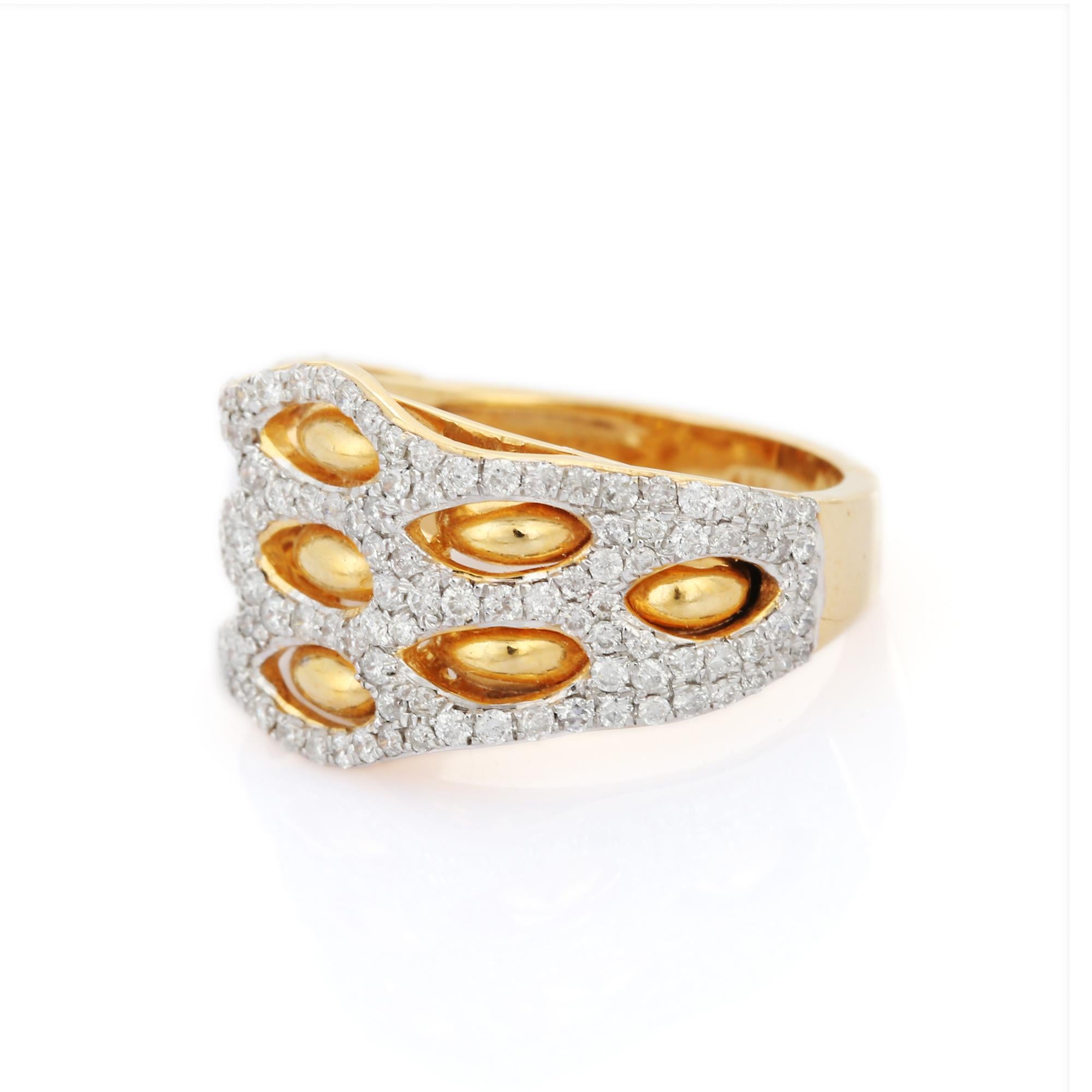 For Sale:  14K Yellow Gold Diamond Cluster Wedding Ring 3