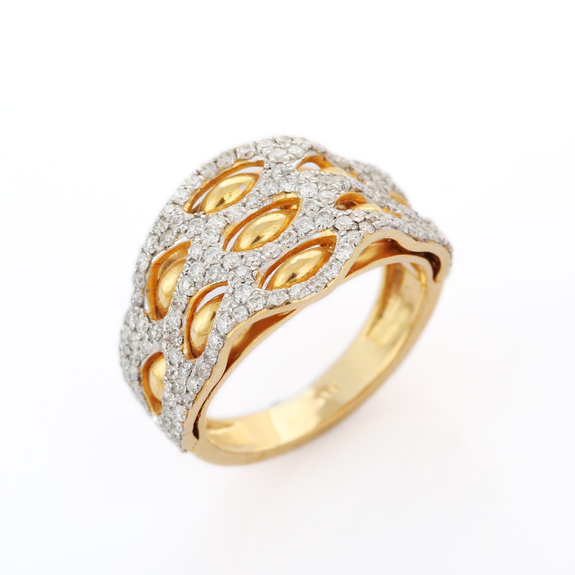 For Sale:  14K Yellow Gold Diamond Cluster Wedding Ring 7
