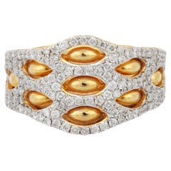 14K Yellow Gold Diamond Cluster Wedding Ring
