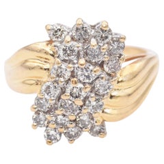 14 Karat Gelbgold Diamant-Cluster-Ring