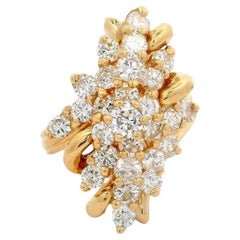 14K Yellow Gold Diamond Cluster Ring
