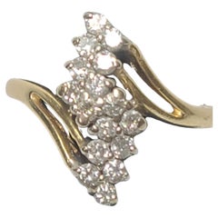 14K Yellow Gold Diamond Cluster Ring with Natural Stones