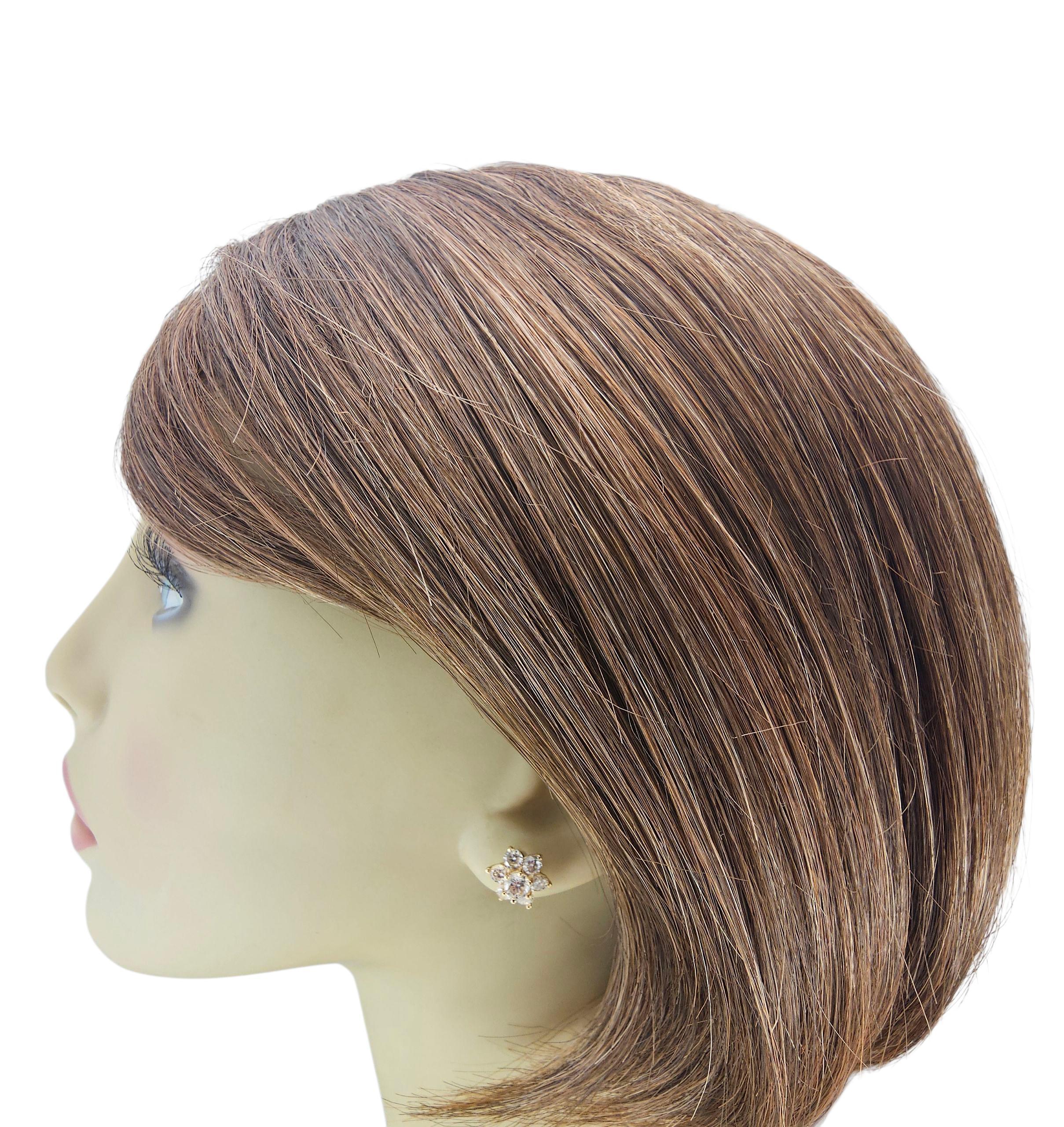 Orecchini con diamanti a grappolo in oro giallo 14K #23602 in vendita 1