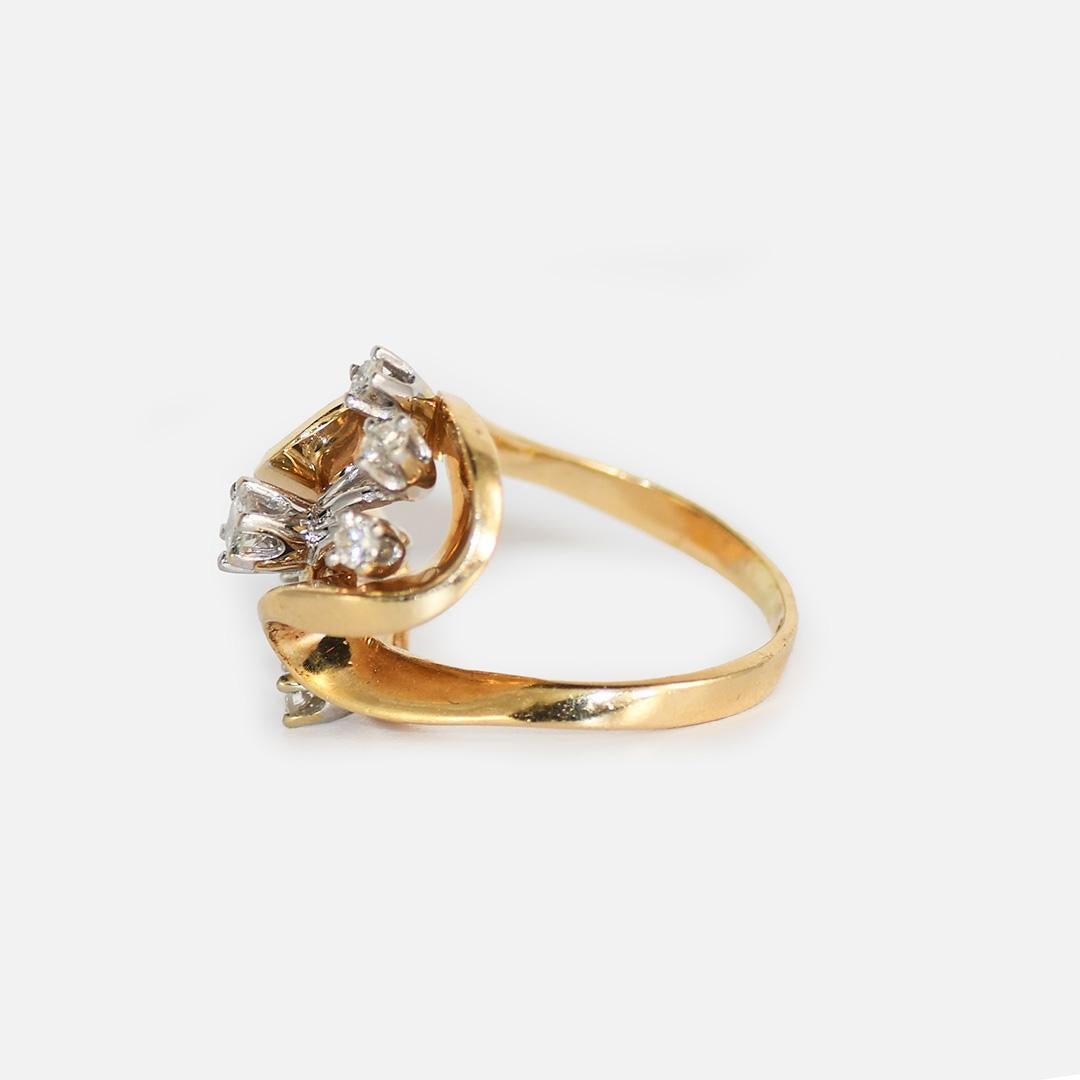 Women's or Men's 14K Yellow Gold Diamond Cocktail Ring 0.50 ct For Sale