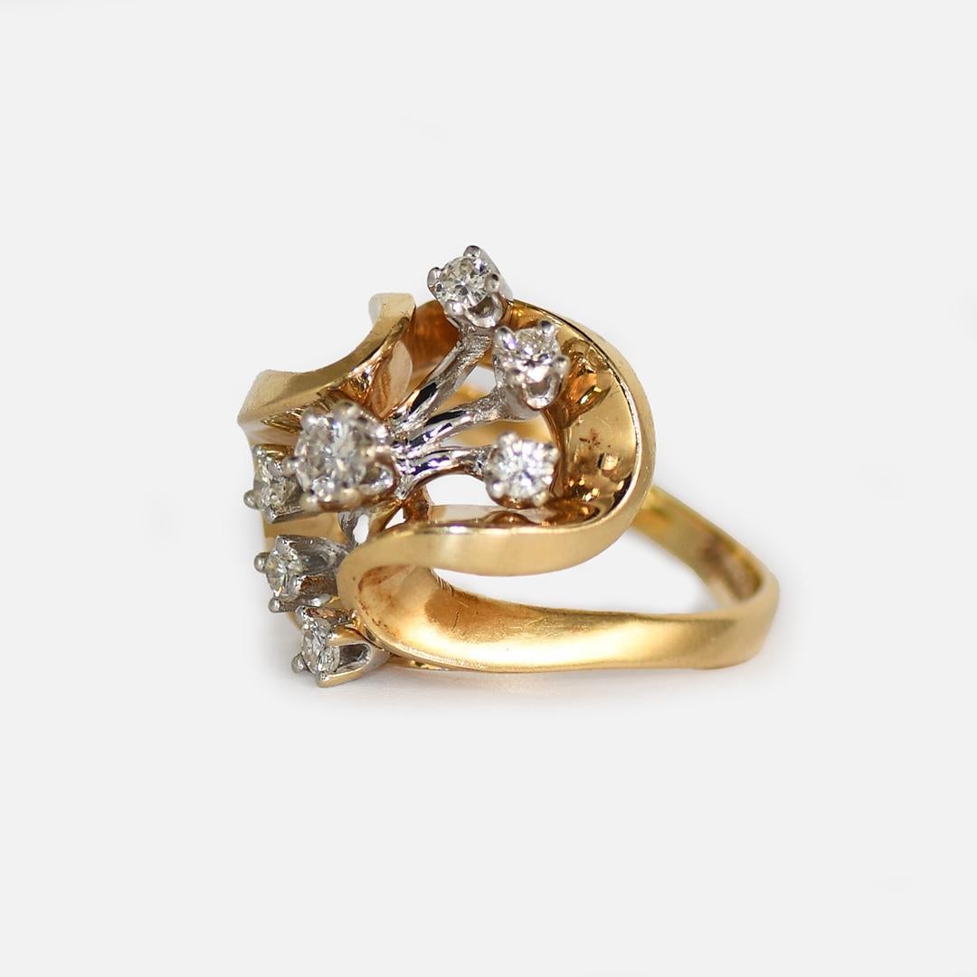 Bague cocktail en or jaune 14 carats avec diamants 0,50 carat en vente 1