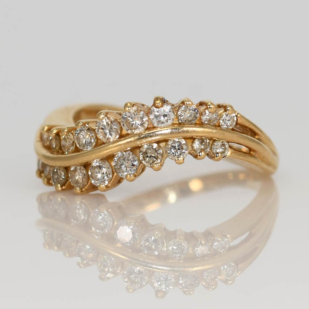 14K Yellow Gold Diamond Cocktail Ring 0.50ct In Excellent Condition For Sale In Laguna Beach, CA