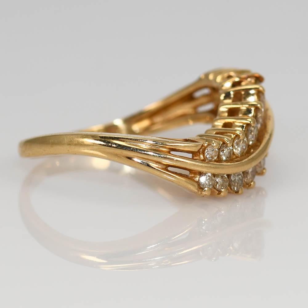 14K Yellow Gold Diamond Cocktail Ring 0.50ct For Sale 1