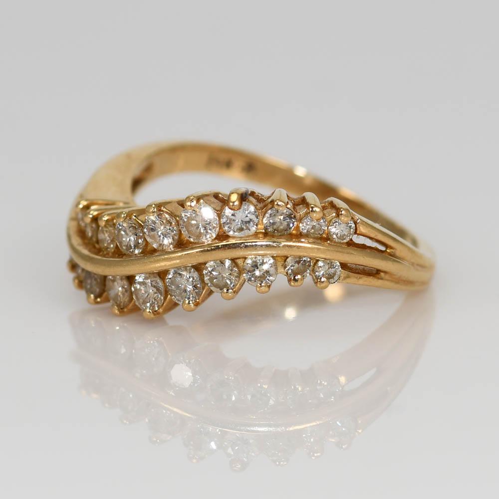 14K Yellow Gold Diamond Cocktail Ring 0.50ct For Sale 2