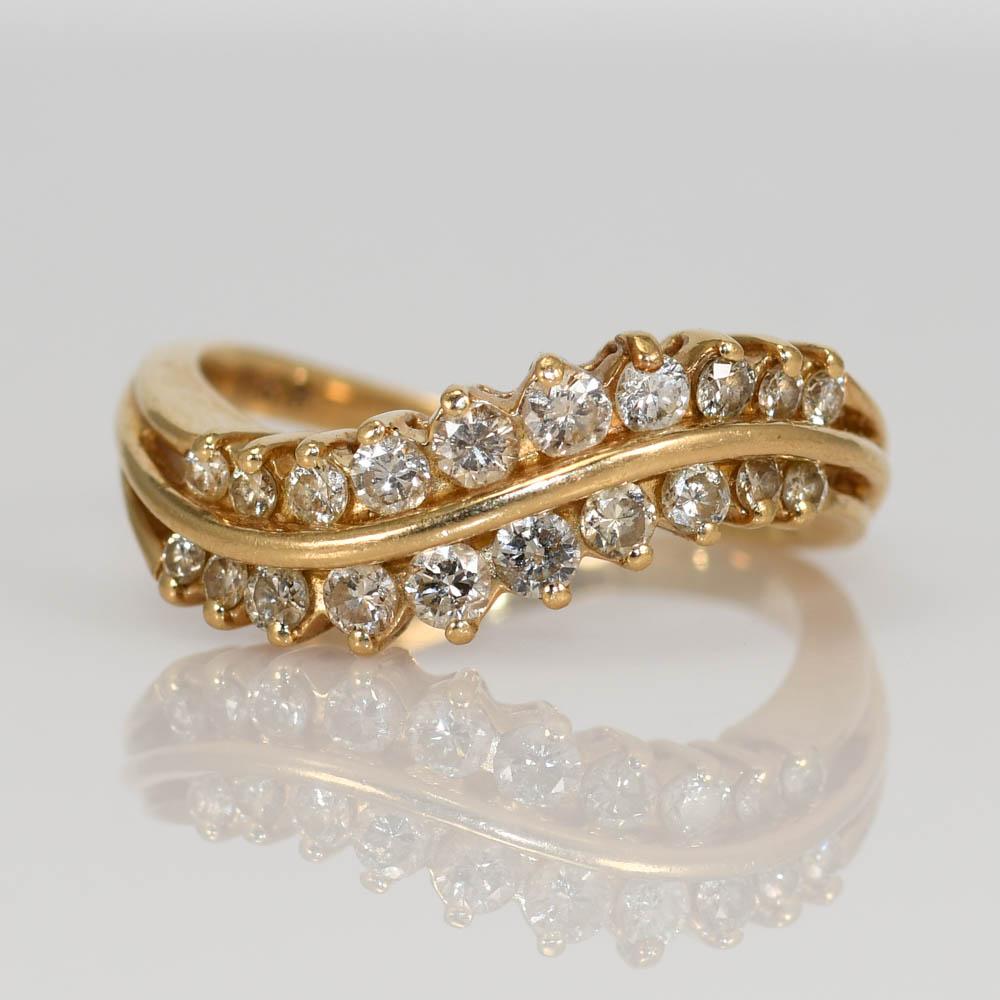 14K Yellow Gold Diamond Cocktail Ring 0.50ct For Sale 3