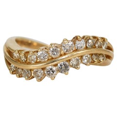 Vintage 14K Yellow Gold Diamond Cocktail Ring 0.50ct