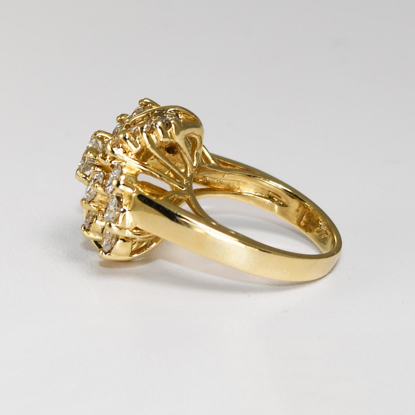 14K Yellow Gold Diamond Cocktail Ring 1.00ct Unisexe en vente
