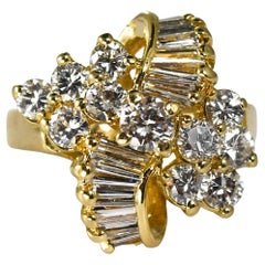 14K Yellow Gold Diamond Cocktail Ring 1.00ct
