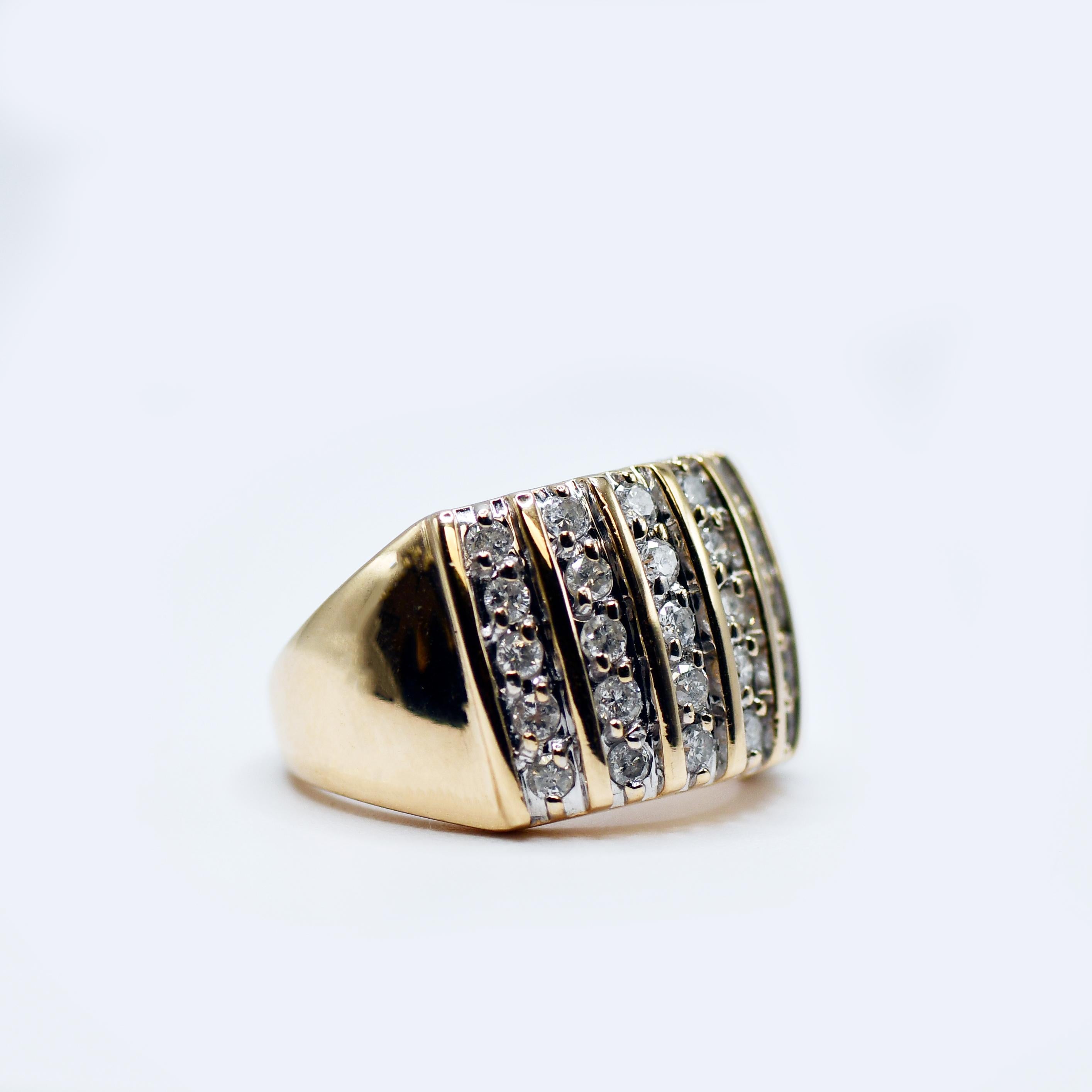 Brilliant Cut 14K Yellow Gold Diamond Cocktail Ring, 1.00TDW, 8.6g For Sale