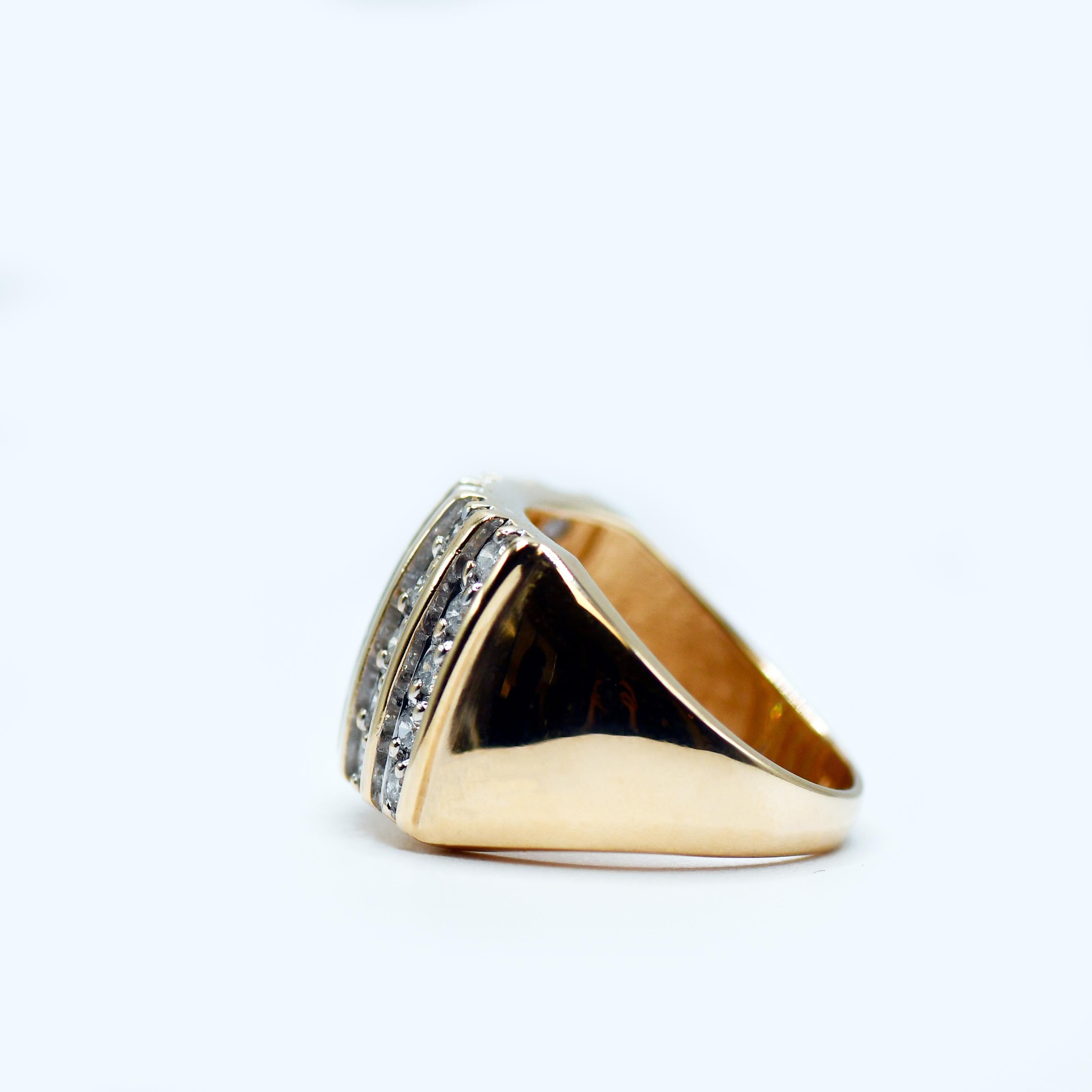 14K Yellow Gold Diamond Cocktail Ring, 1.00TDW, 8.6g For Sale 3
