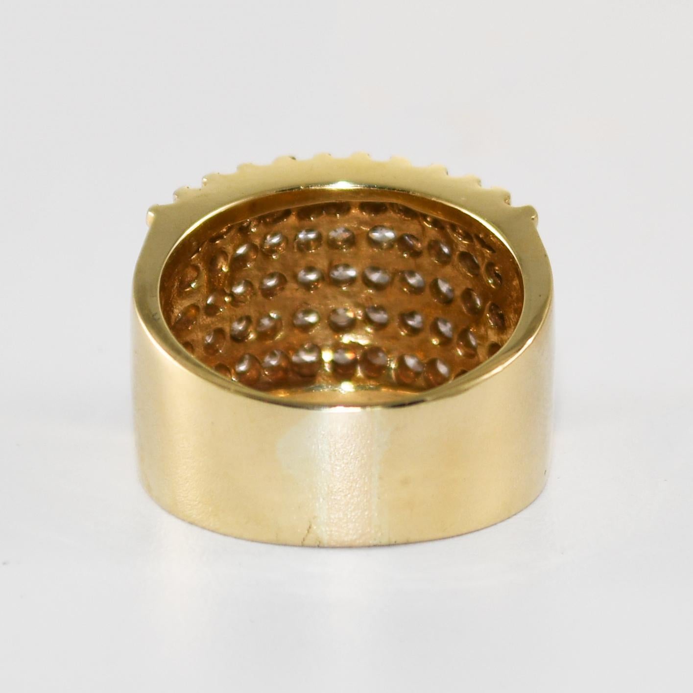 Bague cocktail en or jaune 14K avec diamant 1.50ct Excellent état - En vente à Laguna Beach, CA