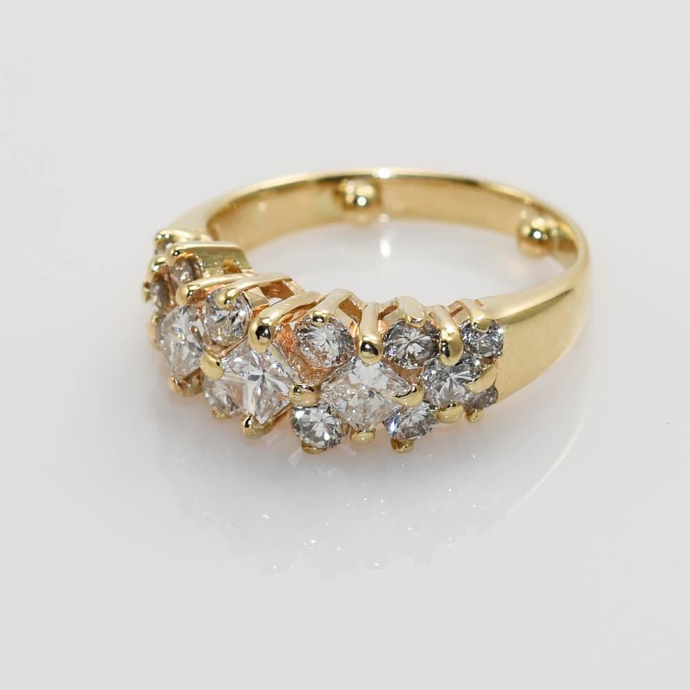 Brilliant Cut 14K Yellow Gold Diamond Cocktail Ring, 1.50tdw, 4.8g For Sale