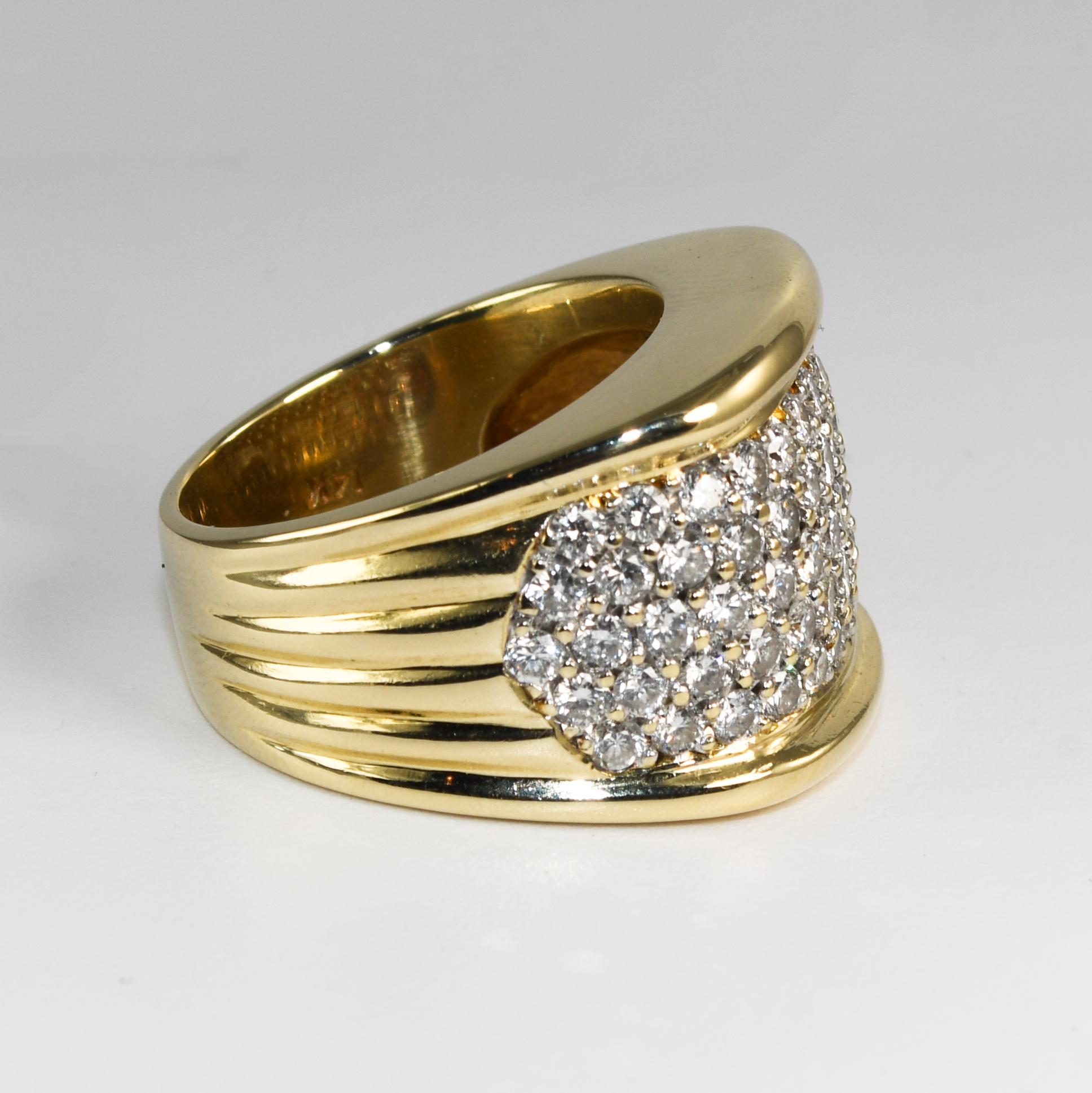 Round Cut 14K Yellow Gold Diamond Cocktail Ring 2.25ct