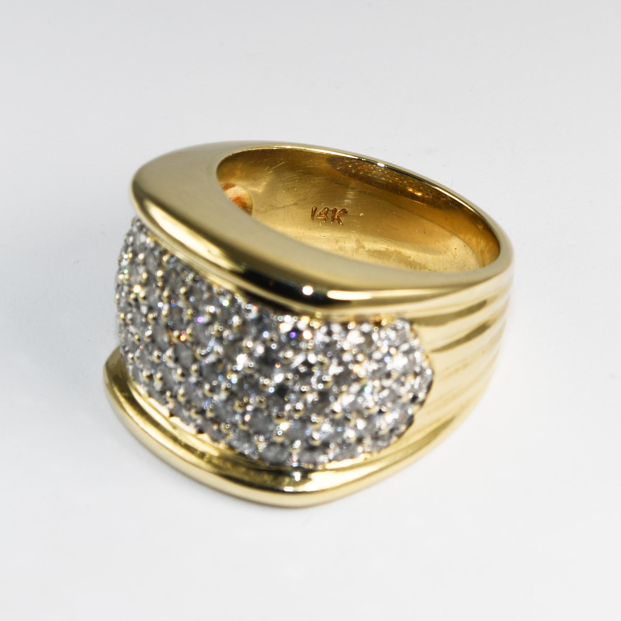 14K Yellow Gold Diamond Cocktail Ring 2.25ct 2