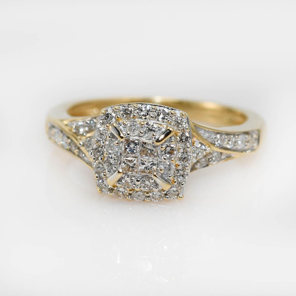 14K Yellow Gold Diamond Cocktail Ring .50TDW, 3.4g In Excellent Condition For Sale In Laguna Beach, CA