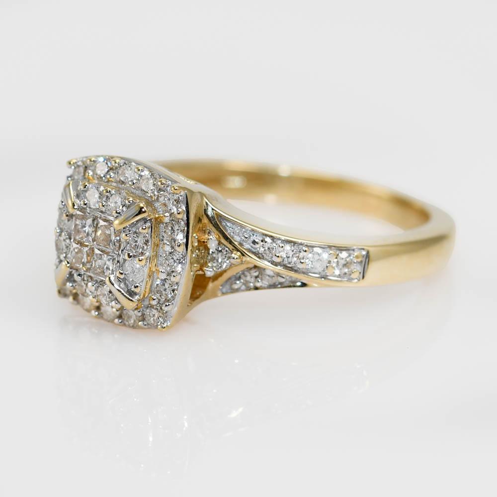 Bague cocktail en or jaune 14K avec diamant .50TDW, 3.4g en vente 1