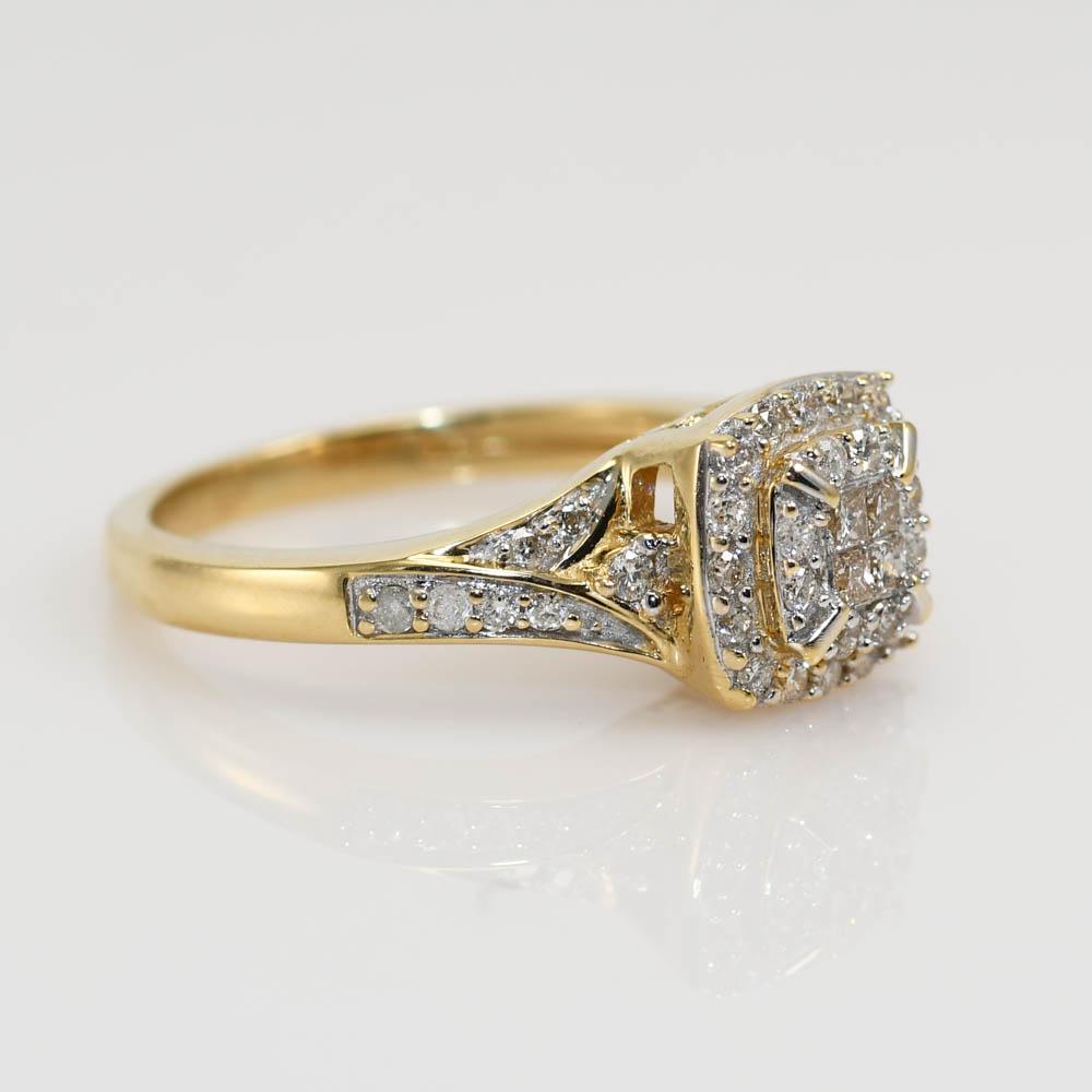 Bague cocktail en or jaune 14K avec diamant .50TDW, 3.4g en vente 2