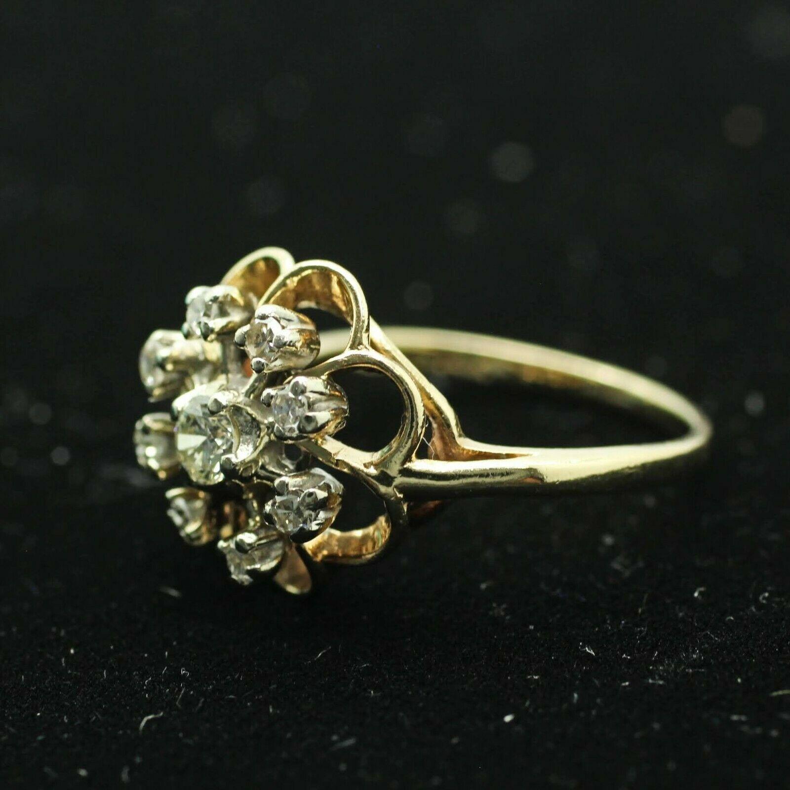  
Specifications:
    DIAMONDS: 9 PCS ROUND CUT APPROX 0.25CTW
    type: COCKTAIL RING WITH DIAMONDS
    metal: 14K YELLOW GOLD
    SIZE: 6.75US
    WIDTH/THICK: 13.68-2.06MM-1.08MM
    WEIGHT: 3.6RS
