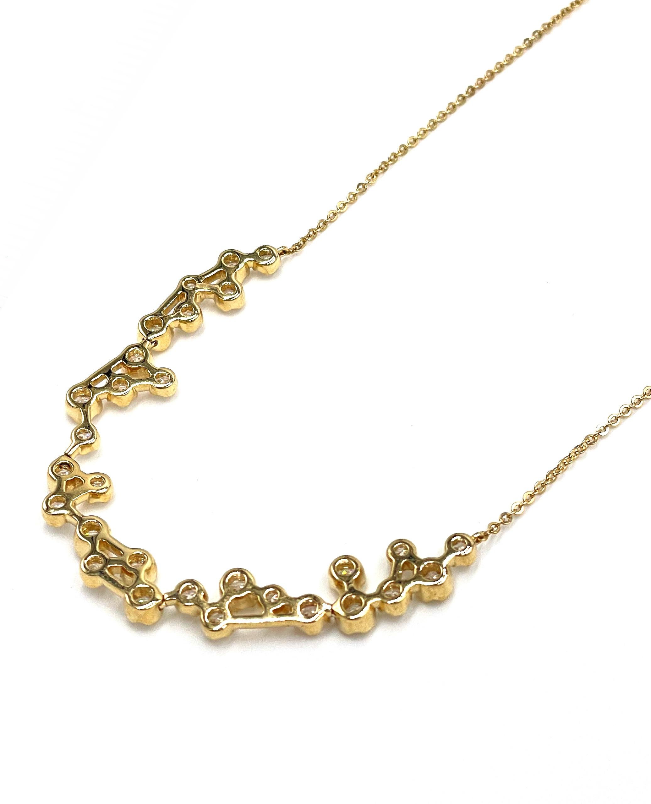 Constellation Necklace in 14K Yellow Gold with 29 Round Brilliant Cut Diamonds In New Condition For Sale In Old Tappan, NJ