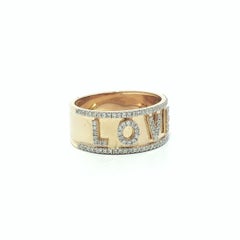 14k Yellow Gold Diamond Covered "LOVE" 8.3mm Wide Band Ring