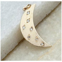 Diamond Crescent Moon Pendant in 14k Yellow Gold